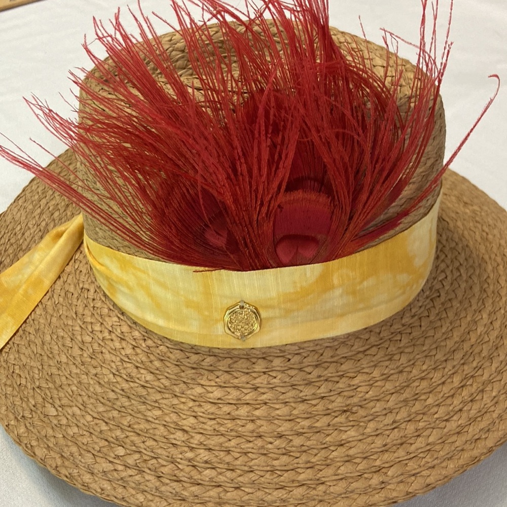 Womens Feather Embellished Hat - One Size- Adjustable New With Tags! - Picture 5 of 10